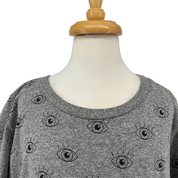 Anthropologie x Sol Angeles Heathered Gray All Eye Over Print Graphic Tee READ - Picture 3 of 10